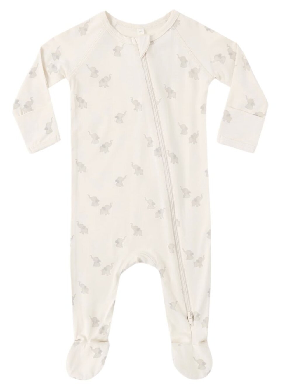 Baby - NB - Like New Quincy Mae Elephant Bamboo Zip Footie